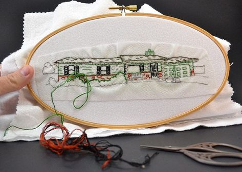 How to Turn a Home Into an Embroidery Pattern How To Embroider A House, First Home Embroidery, Home Embroidery Pattern, Old Black And White Photos, Home Embroidery, Dollar Store Halloween, Knitted Afghans, Happy Home, Boho Diy