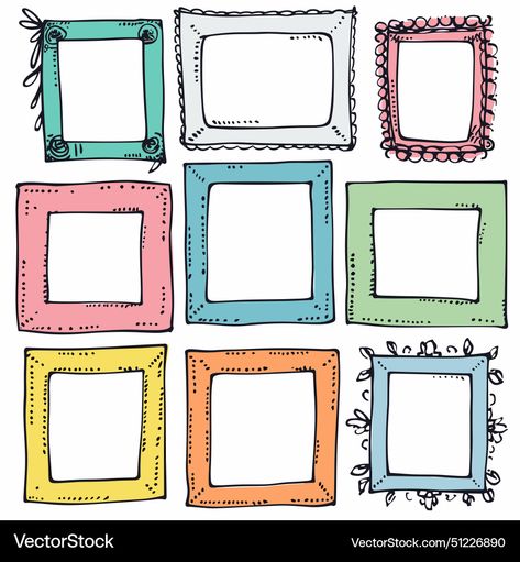 How To Draw A Picture Frame, Fun Frames, Surreal Dream, Decorative Frames, Doodle Borders, Picture Frame Gallery, Doodle Frame, Vector Border, Doodle Frames