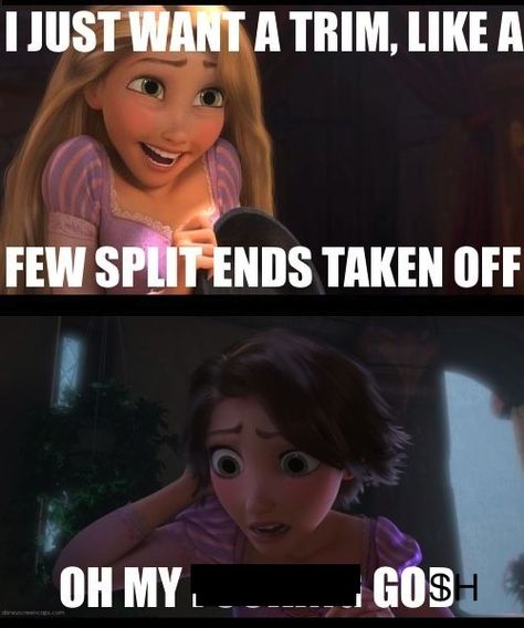 I fixed the bad words. haha :) #disney #tangled #haircut Fraggle Rock, Demotivational Posters, Have A Laugh, How I Feel, I Smile, Bones Funny, True Stories, Oh My, Make Me Smile