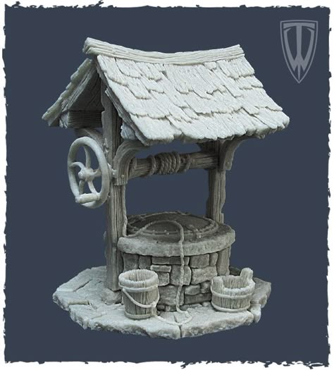 Fantasy Town, Gaming Table, Medieval Houses, Wargaming Terrain, Fantasy House, Miniature Houses, Water Well, 3d Modelling, Environment Design