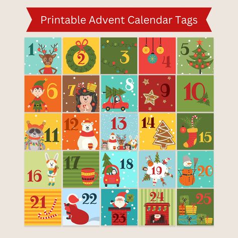 Advent Calendar Tags, Printable Christmas Countdown, Christmas Printable Templates, Printable Advent Calendar, Tags Printable, Christmas Printable, Advent Calendars, Printable Templates, Christmas Advent Calendar