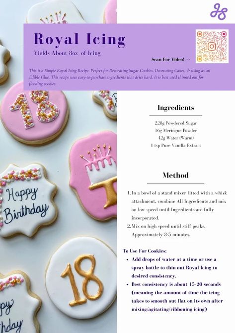 Stiff Royal Icing Recipe, Marshmallow Meringue Recipe, Sugar Cookie Icing Recipe, Easy Royal Icing Recipe, Cookie Recipes Decorating, Flooding Cookies, Fresh Egg, Biscoff Cookie Butter, Cake Decorating Icing