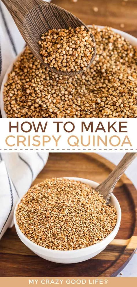 Crispy Oats, Roasted Quinoa, Quinoa Crispies, Crispy Quinoa Salad Topping, Popped Quinoa, Quinoa Crisps, Quinoa Crisps Recipe, How To Make Crispy Quinoa, Toasted Quinoa Recipes