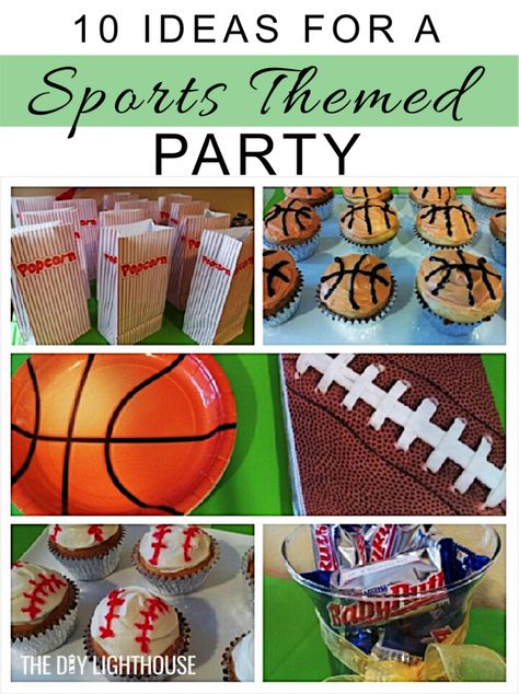 Sports themed party ideas. Inspiration for food, decor, music, etc. Baseball, basketball, football, soccer, golf, and sports for birthday party or event. Sports Theme Birthday Party, Sports Party Food, Sports Party Games, Diy Lighthouse, Themed Party Ideas, Basketball Birthday Parties, Sports Theme Birthday, Music Themed Parties, Sports Birthday Party