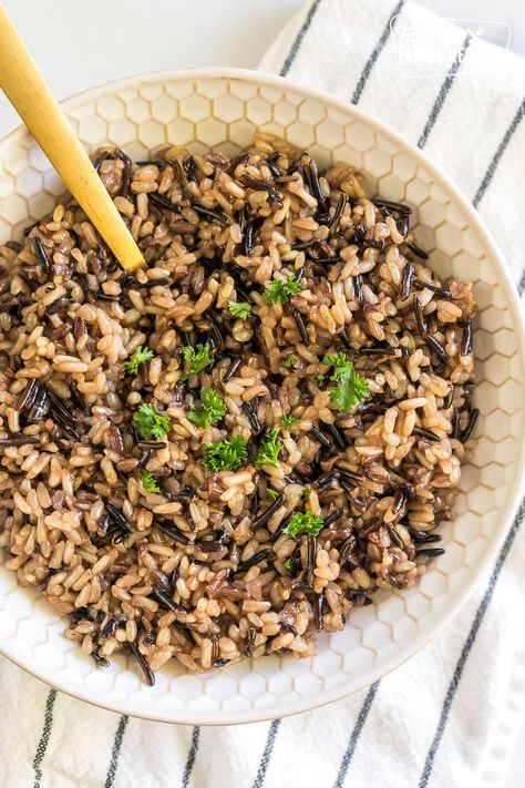 Wild Rice Rice Recipes Side, Wild Rice Recipes, Cooking Wild Rice, Rice Side, Vegetarian Thanksgiving, Crock Pot Desserts, Vegetarian Cookbook, Wild Rice Soup, Cooking For A Crowd