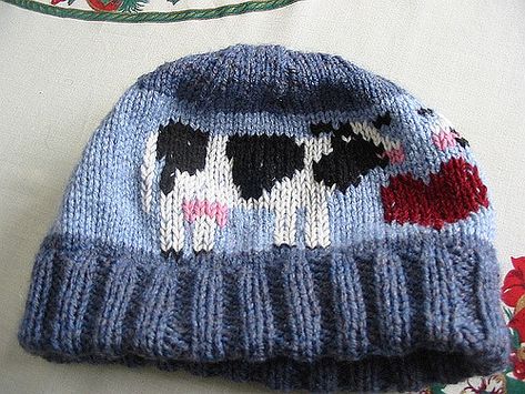 Cow Knitting Pattern, Knitting Patterns Hat, Cow Accessories, Cow Embroidery, Cow Hat, Fun Hats, Intarsia Knitting, Baby Boy Knitting, Baby Cardigan Knitting Pattern