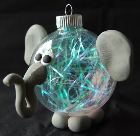 Elephant ornament - my mom might get one of these. Elephant Christmas, Halloween Ball, Happy Elephant, Elephant Ornament, Clear Ornaments, Personalised Christmas Baubles, Glass Ball Ornaments, Elephant Decor, Glitter Ornaments