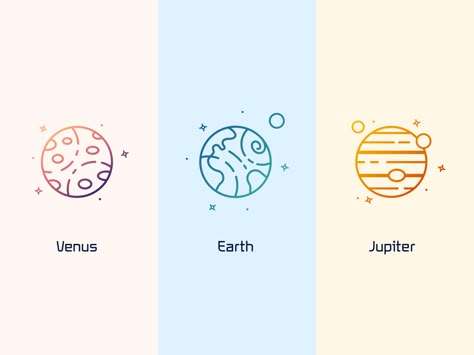 Venus, Earth & Jupiter by Jamie Beck on Dribbble Jupiter And Venus Tattoo, Small Jupiter Tattoo, Jupiter Tattoo Ideas, Jupiter Tattoo Minimalist, Jupiter Tattoo Sagittarius, Jupiter Tattoo Planet, Venus Tattoo Planet, Venus Planet Tattoo, Lucy Drawing