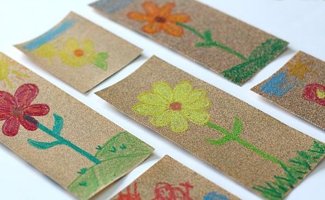 Art for Kids: Drawing on Sandpaper with Crayons Sand Paper Art, Crayons Artwork, Unique Art Projects, April Art, Montessori Art, Sand Paper, Summer Crafts For Kids, Crayon Art, Butterfly Crafts