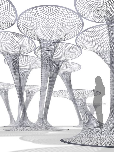 Biomimicry Architecture Concept, Fabric Pavilion, Architecture Concept Model, Community Preschool, Biomimicry Architecture, Steel Sheets, Concept Models Architecture, Concept Model, Architecture Engineering