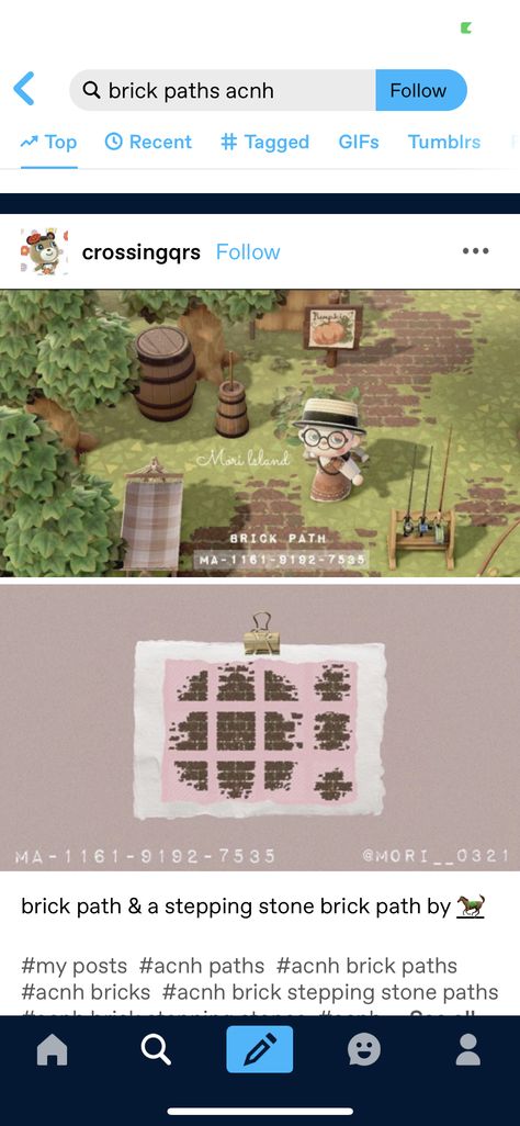 Acnh Brick Floor Code, Animal Crossing Brown Path, Acnh Natural Brick Path Design, Acnh Mossy Brick Path, Grassy Brick Path Acnh, Acnh Brown Stone Path, Brick Acnh Code, Acnh Diagnol Path, Animal Crossing Brick Path Codes