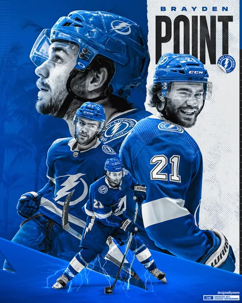 Brayden Point | Tampa Bay Lightning on Behance Hockey Projects, Brayden Point, Gameday Graphics, Tampa Bay Lighting, Sports Collage, Nhl Hockey Players, Lightning Hockey, Nhl Wallpaper, Hockey Design