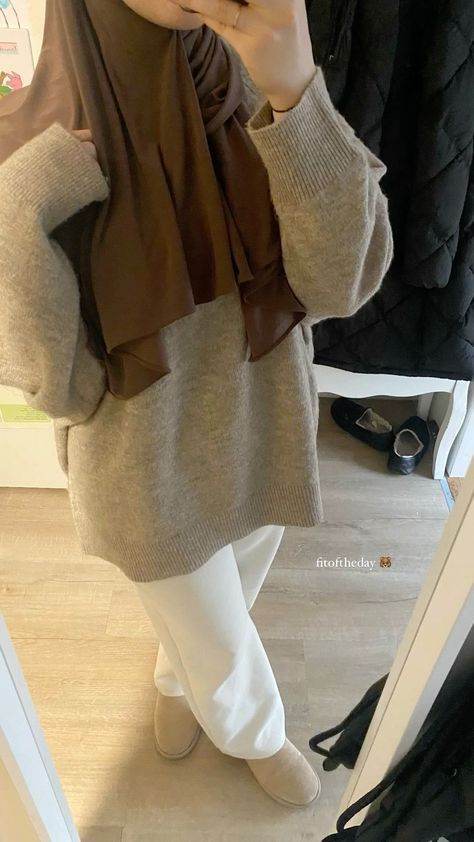 Classy Hijab Outfits, Brown Hijab Outfit, Hijabi Winter Outfits, Comfy Outfits Winter, Zara Drip, Hijabi Fits, Modesty Outfits, Hijabi Style, Modesty Fashion