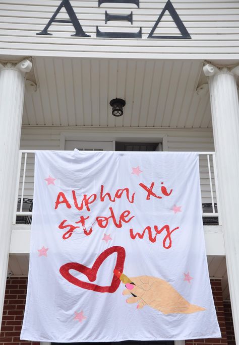 Valentine’s Day Sorority Banner, Sorority Sheet Signs, Sorority Valentines Day, Sorority Banner Ideas, Sisterhood Ideas, Sorority Recruitment Themes, Valentines Day Banner, Sorority Party, Rush Themes