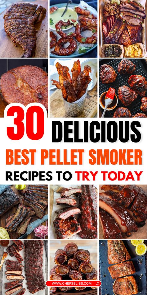 Pellet smokers offer a convenient way to infuse your food with rich, smoky flavors while maintaining perfect tenderness. These 30+ best pellet smoker recipes will guide you through creating mouthwatering dishes, from classic smoked meats like ribs and brisket to flavorful veggies and even desserts. Whether you're a pellet smoker novice or an experienced pitmaster, these recipes will help you master the art of smoking and grilling. Best Food To Cook In Smoker, Smoked Meat Ideas Smoker Recipes, Pellet Smoker Dinner Ideas, Football Smoker Recipes, Best Smoker Recipes Meat, Recteq Pellet Grill, Smoked Veggies In Pellet Smoker, Superbowl Smoker Recipes, Smoker Pellet Storage Ideas