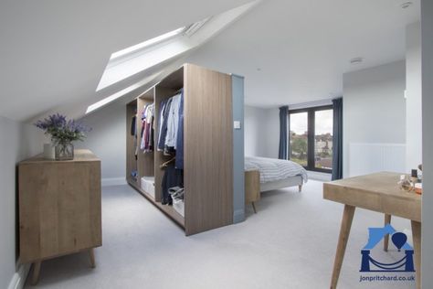 Loft Conversion Dressing Room, Loft Dormer, Loft Conversion Plans, Loft Conversion Design, Loft Conversion Bedroom, Dormer Loft Conversion, Attic Bedroom Storage, Brook Green, Attic Bedroom Designs