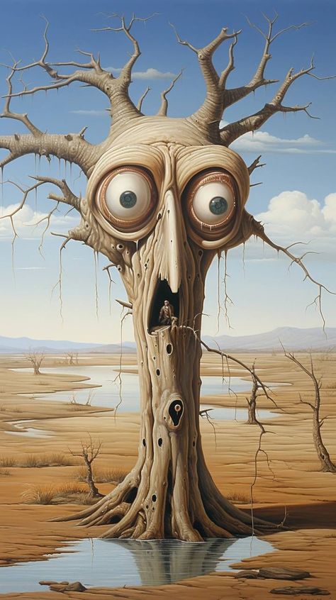 Strange Art Surrealism, Simpson Wallpaper Iphone, Strange Art, Abstract Realism, Surealism Art, Tree People, Art Surrealism, Eyes Artwork, Surreal Artwork