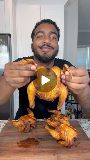 Renzo on Instagram: "Deep Fried Cornish Hens! 

The perfect addition to any meal especially if you want smaller portions! (You can eat the whole thing and not feel guilty too 😂) 

Saw my girl @kimmyskreations.1 do this awhile back and wanted to try myself!

Full ingredient list: 

4 Cornish hens 
1-2 tsp garlic powder
1-2 tsp onion powder
1-2 tsp smoked paprika 
1-2 tsp dried oregano 
1-2 tsp black pepper 
1/2-1 packet sazon 
Frying oil of your preference (350-375) 

For injectable butter: 
2 sticks butter melted 
1 tsp garlic powder
1 tsp onion powder
1 tsp smoked paprika 
1 tsp dried oregano 
1/2 packet sazon" Fried Cornish Hen Recipe, Fried Cornish Hens, Holiday Dinner Recipes, Cornish Hen Recipe, Cornish Hen, Smaller Portions, Cornish Hens, Ingredient List, Frying Oil