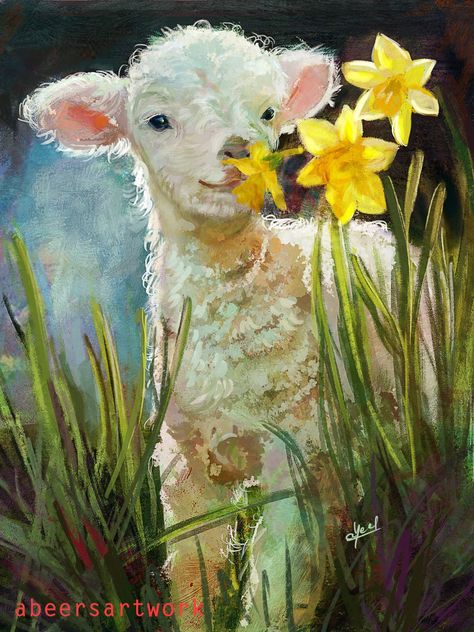 ArtStation is the leading showcase platform for gamesfilmmediaentertainment artists. Smiling Lamb, Farm Animal Paintings, Animal Paintings Acrylic, Easter Paintings, Sheep Paintings, Sheep Art, Farm Art, Cute Paintings, Easter Art