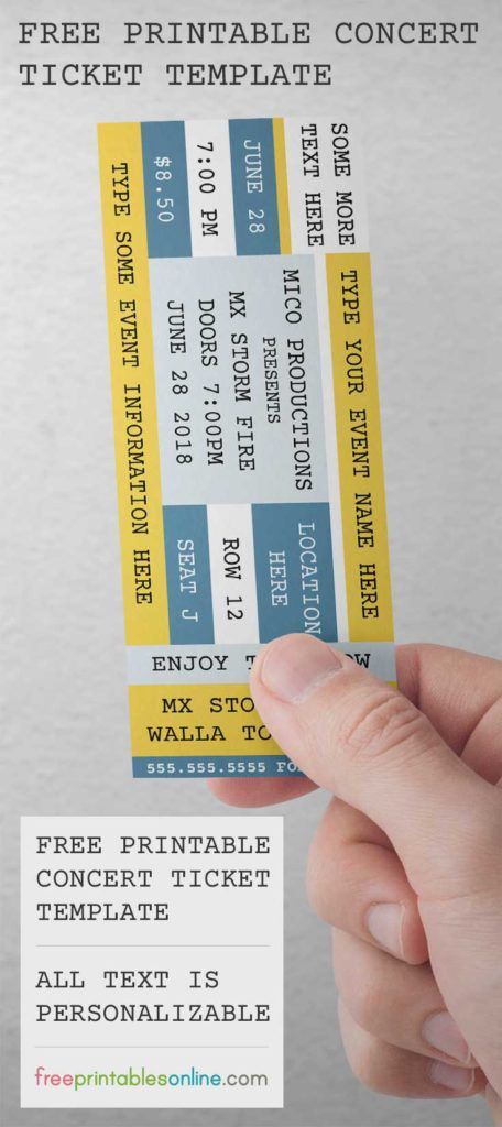 These free printable concert tickets are perfect for any local events you are organizing that are ticketed. All of the text can be personalized.  #freeprintable #printable #printableticket #concertticket #tickettemplate #printableconcertticket Concert Ticket Template Free, Ticket Template Free Printables, Concert Ticket Gift, Ticket Design Template, Ticket Template Free, Diy Crafts For Boyfriend, Event Ticket Template, Diy Christmas Gifts For Boyfriend, Concert Ticket Template