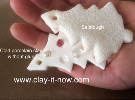 cold porcelain clay without glue - homemade clay - better than saltdough- Christmas tree decorations Better Than Salt Dough, Baking Soda Clay, Homemade Clay Recipe, Salt Dough Crafts, Clay Recipe, Cold Porcelain Clay, Homemade Clay, Wrapped Chicken, Baking Clay