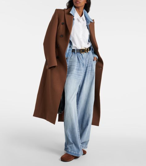 Stella high-rise wide-leg jeans in blue - AG Jeans | Mytheresa United Kingdom Clothes, Germany Outfits, Spring Knits, High Rise Wide Leg Jeans, Oversized Jeans, Spring Bags, Oversized Denim Jacket, Ag Jeans, Cotton Poplin Shirt