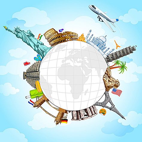 Around the world Travel Clipart, Canada Vancouver, Tourism Day, Free Vector Illustration, Historical Monuments, Travel Party, Famous Landmarks, Travel Around The World, Travel Pictures