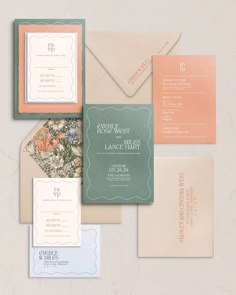 Miles Suite by Leighwood Design  .#WeddingInvitations #DIYWedding #WeddingStationery #WeddingInspiration #WeddingPlanning Wedding Invites Neutral, Wedding Invite Stack, Wedding Suites Invitation, Semi Custom Wedding Invitations, 2024 Wedding Invitations, Bvi Wedding, Modern Wedding Invites, Wedding Graphic Design, Watercolor Crest