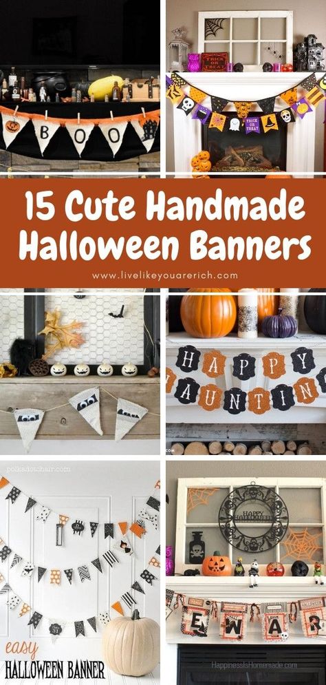 Diy Halloween Garland, Halloween Candy Crafts, Halloween Banners, Fall Paper Crafts, Halloween Themed Birthday Party, Fall Classroom Decorations, Dollhouse Halloween, Halloween Bunting, Happy Halloween Banner