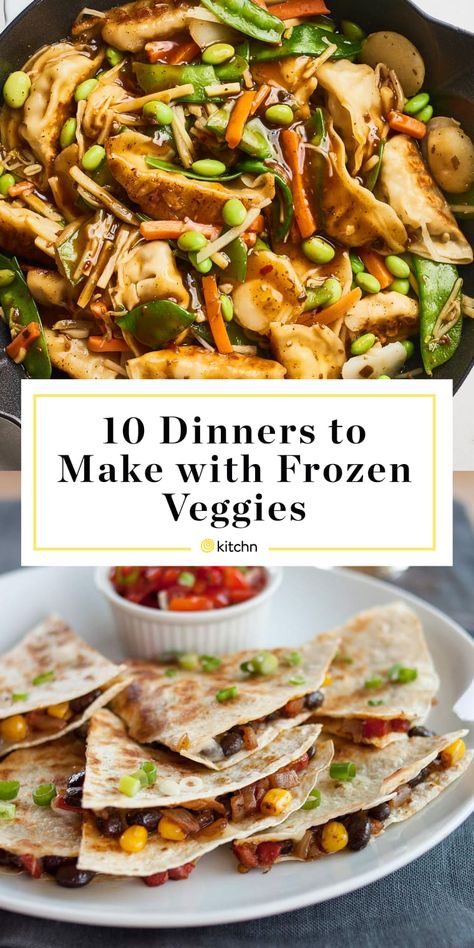 10 Dinner Ideas with Frozen Vegetables | Kitchn Meal Prep With Frozen Veggies, Dinner Recipes With Frozen Vegetables, What To Make With Mixed Veggies, Mixed Frozen Veggie Recipes, Easy Meals With Frozen Veggies, Easy Vegetable Recipes Quick, Dinners With Frozen Veggies, Vegetable Supper Ideas, Frozen Vegetable Recipes Sides