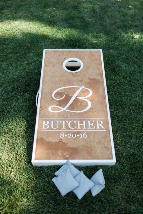 Wedding Corn Hole, Yard Games Wedding, Diy Cornhole Game, Summer Backyard Fun, Reception Entertainment, Wedding Winery, Wedding Cornhole Boards, Wedding Reception Entertainment, Wedding Cornhole