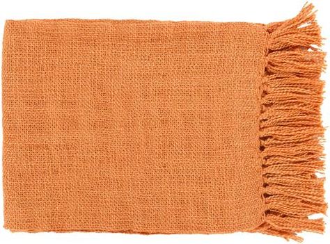 Tilda Throw in Burnt Orange design by Surya Gcu Dorm, Burnt Orange Throw Blanket, Decorating With Orange, Burnt Orange Throw, Dream Art Room, Winter Room, Boho Bungalow, Light Sofa, Decorative Throws Blanket