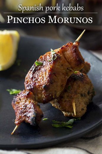 Pinchos morunos are a delicious Spanish tapas. These little pork kebabs are marinated and grilled then served with a paprika aioli sauce for a great summer appetizer. | justalittlebitofbacon.com #summerrecipes #spanishrecipes #appetizer #tapas #grilling #porktenderloin #kebabs Paprika Aioli, Spanish Pork, Tapas Dinner, Pork Kebabs, Spanish Tapas Recipes, Aioli Sauce, Tapas Dishes, Tapas Recipes, Spanish Tapas