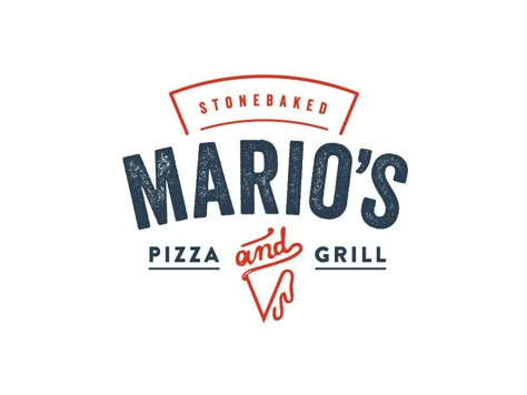 Mario's Logo by Jordan Gilroy on Dribbble Pizza Logo Ideas Creative, Pizza Project, Pizzeria Design, Pizza Branding, Pizza Logo, Ice Cream Brands, London Logo, Pizza Boxes, Cake Logo