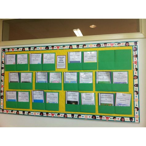 Easy way to hang books on the bulletin board...pocket folders and paper clips Pocket Template, Writing Folders, Pocket Folders, Relief Society, Paper Clips, File Folder, Sunday School, Preschool Crafts, Getting Organized