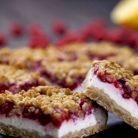 Raspberry Yogurt Bars | raspberry, yogurt | Raspberry Yogurt Bars are a delightful and refreshing desert. #crumblebars #raspberrybars #yogurtoatmealbars | By Home Cooking Adventure Greek Yogurt Bars, Yogurt Bars, Raspberry Bars, Raspberry Yogurt, Yogurt Bar, Crumble Bars, Oatmeal Bars, Red Raspberry, Sweet Stuff