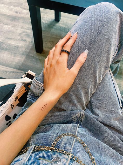 11:11 Tattoo Ideas, Angel Number Tattoo, Side Wrist Tattoos, Number Tattoo, Number Tattoos, Writing Tattoos, Small Tattoo Ideas, Petite Tattoos, Small Wrist Tattoos