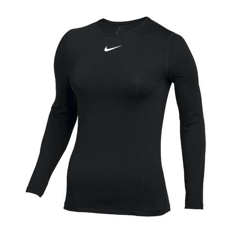 Nike Womens Pro All Over Mesh Training Long Sleeve Top Black Front Spandex Long Sleeve Top, Long Sleeve Compression Shirt Women, Gym Long Sleeve Top, Nike Compression Shirt Woman, Basketball Wishlist, Nike Compression Shirt, Nike Sweater Women, Nike Tops Women, Nike Shirts Women's