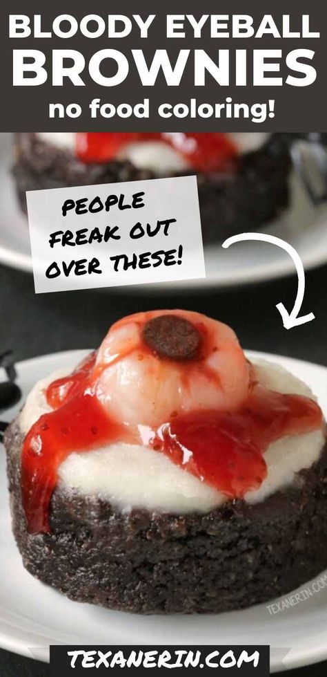 Eyeball Brownies, Gross Halloween Desserts, Brownies For Halloween, Regular Brownies, Scary Desserts, Creepy Halloween Desserts, Gross Halloween Foods, Scary Halloween Food, Scary Food