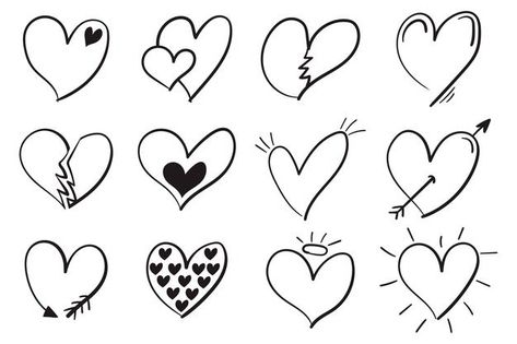 Valentine Doodle, Heart Doodle, Black Hearts, Heart Hands Drawing, Doodle Icon, Heart Symbol, Heart Images, Icon Set Vector, Vector Hand