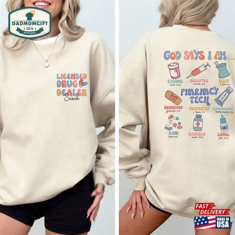 Custom Licensed Drug Dealer Shirt Pharmacy Tech Nurse Hoodie Sweatshirt Check more at https://dadmomgift.com/product/custom-licensed-drug-dealer-shirt-pharmacy-tech-nurse-hoodie-sweatshirt/ Pharmacy Tech Shirts, Pharmacy Tech, Nursing Hoodie, Tech Shirt, Nursing Tshirts, Pharmacy, Hoodie Sweatshirt, Cricut, Sweatshirts Hoodie