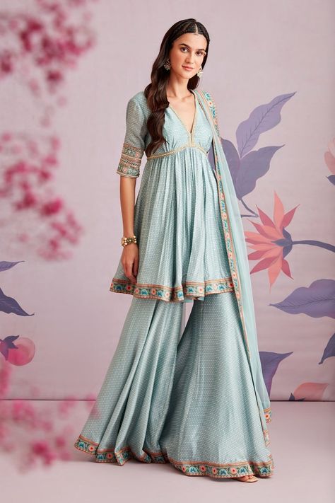 AMBROSIA IN BLUE - 16 / 14 / Short Short Anarkali, Blue Anarkali, Ridhi Mehra, Silk Anarkali, Kurta Patterns, Cotton Kurti Designs, Kurti Designs Party Wear, Designer Dresses Casual, Indian Dress