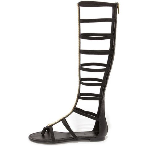 Roman Femme-pire Black Tall Gladiator Sandals ($39) ❤ liked on Polyvore featuring shoes, sandals, gladiator sandals shoes, tall sandals, tall gladiator sandals, black elastic strap sandals and zip shoes Tall Gladiator Sandals, Gala Themes, Toe Thong Sandals, Clothes For Teens, Sandals Gladiator, Black Gladiator Sandals, Caged Sandals, Greek Sandals, Dove Cameron