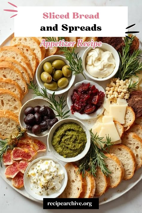 Sliced Bread and Spreads Bread For Cheese Board, Breads And Dips Platter, Bread And Oil Charcuterie Board, Sourdough Bread Charcuterie Board, Bread Board Appetizer, Charcuterie Board With Bread, Spreads For Bread, Bread Charcuterie Board, Charcuterie Board Bread