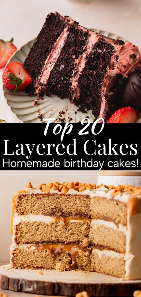 New Cake Flavors, Stacked Cake Recipe, Best Flavours Of Cake, Homemade Cakes Birthday, Homemade Cake Recipes From Scratch Birthdays, Easy Cake Flavor Ideas, Best Layered Cake Recipe, Cake Combo Ideas, Best Cake Combinations