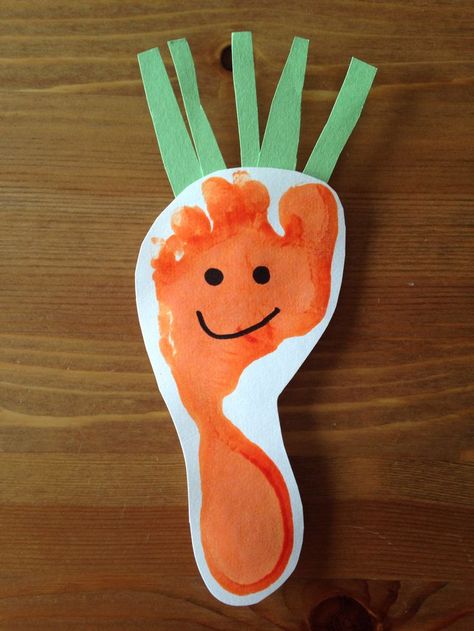 Healthy Food Art, Vegetable Crafts, Craft Preschool, Easter Crafts For Toddlers, Footprint Craft, Footprint Crafts, Preschool Craft, Food Activities, Handprint Crafts