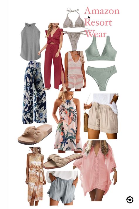 Amazon resort wear fashion finds! Summer sandals, beach outfit, resort style, swim suit, two piece outfit, beach shorts, wide leg pants, summer dress, maxi dress, wrap dress, amazon finds Follow me in the @LIKEtoKNOW.it shopping app to shop this post and get my exclusive app-only content! #liketkit #LTKshoecrush #LTKswim #LTKstyletip @liketoknow.it http://liketk.it/3edoJ #amazonfinds #amazonfashionfinds #resortstyle #beachstyle #beachoutfitoufits Two Piece Wide Leg Pants Outfit, Summer Resort Outfits 2023, Midsize Resort Outfits, Resort Wear For Women Vacation, Mexico Vacation Outfits Plus Size Resort Wear, Resort Attire Women, Classy Resort Outfits, Womens Resort Wear Outfits, Jamaica Resort Outfits