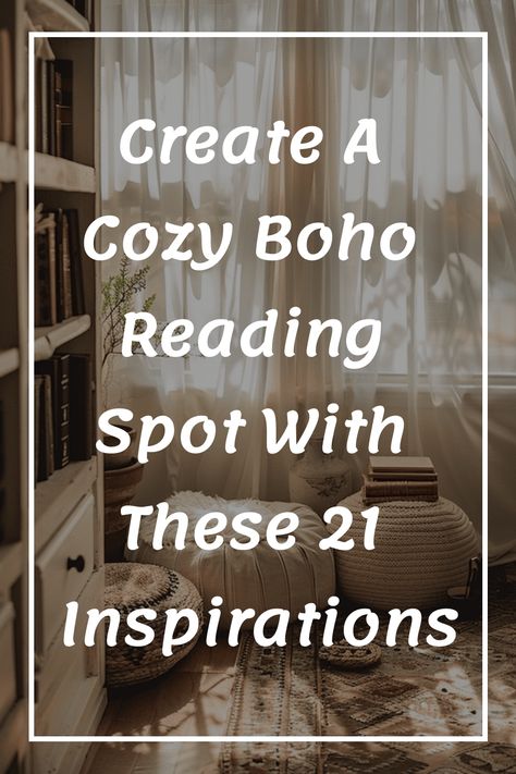 Transform any corner into a cozy boho reading nook with these 21 inspiring ideas. Whether you love to curl up with a good book or simply want a serene spot to relax, these design inspirations will help you create the perfect space. From comfy floor pillows to dreamy canopy setups, explore various styles and elements that can enhance your reading experience. Add some lush plants, twinkling fairy lights, and soothing colors to bring warmth and charm to your reading area. Modern Rustic Reading Nook, Reading Corner On Floor, Floor Pillow Reading Nook Cozy Corner, Plant Book Nook, Cozy Nook Ideas Bedrooms, Cozy Home Reading Space, Reading Nook Design, Floor Pillows Reading Nook, Cozy Bedroom Reading Corner