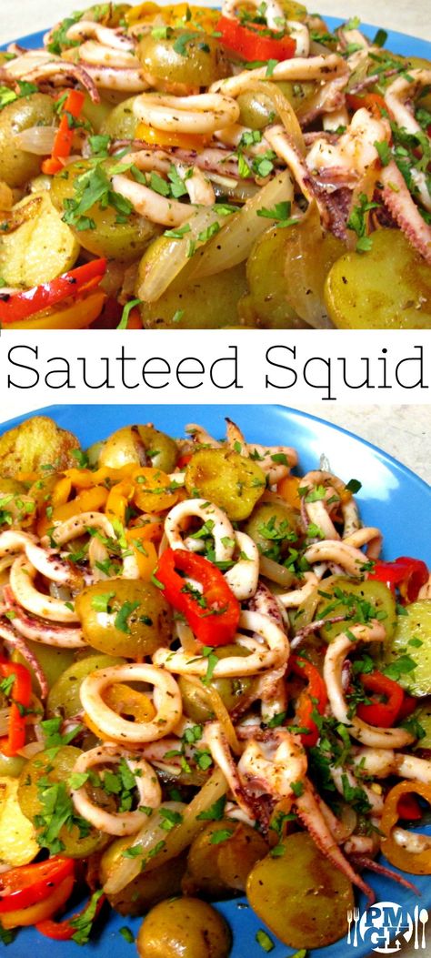 Italian Squid Recipes, Fresh Squid Recipes, Calamari Dinner Ideas, Calamari And Shrimp Recipes, Shrimp And Calamari Recipes, Sauteed Calamari Recipes, Sauteed Octopus Recipe, Calamari Recipes Sauteed, Squid Recipes Easy