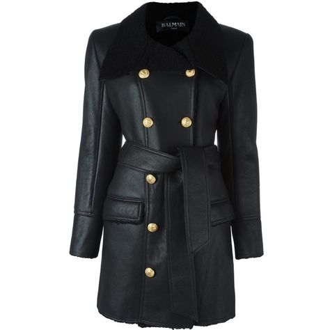 Balmain Sheepskin With Belt ($3,470) ❤ liked on Polyvore featuring outerwear, coats, black, sheep coat, balmain coat, double breasted coat, balmain and sheepskin coat Balmain Coat, Fashion Kawaii, Coats Black, Preformance Outfits, Winter Fashion Coats, Long Sleeve Coat, Sheepskin Coat, Black Sheep, Long Sleeves Coats